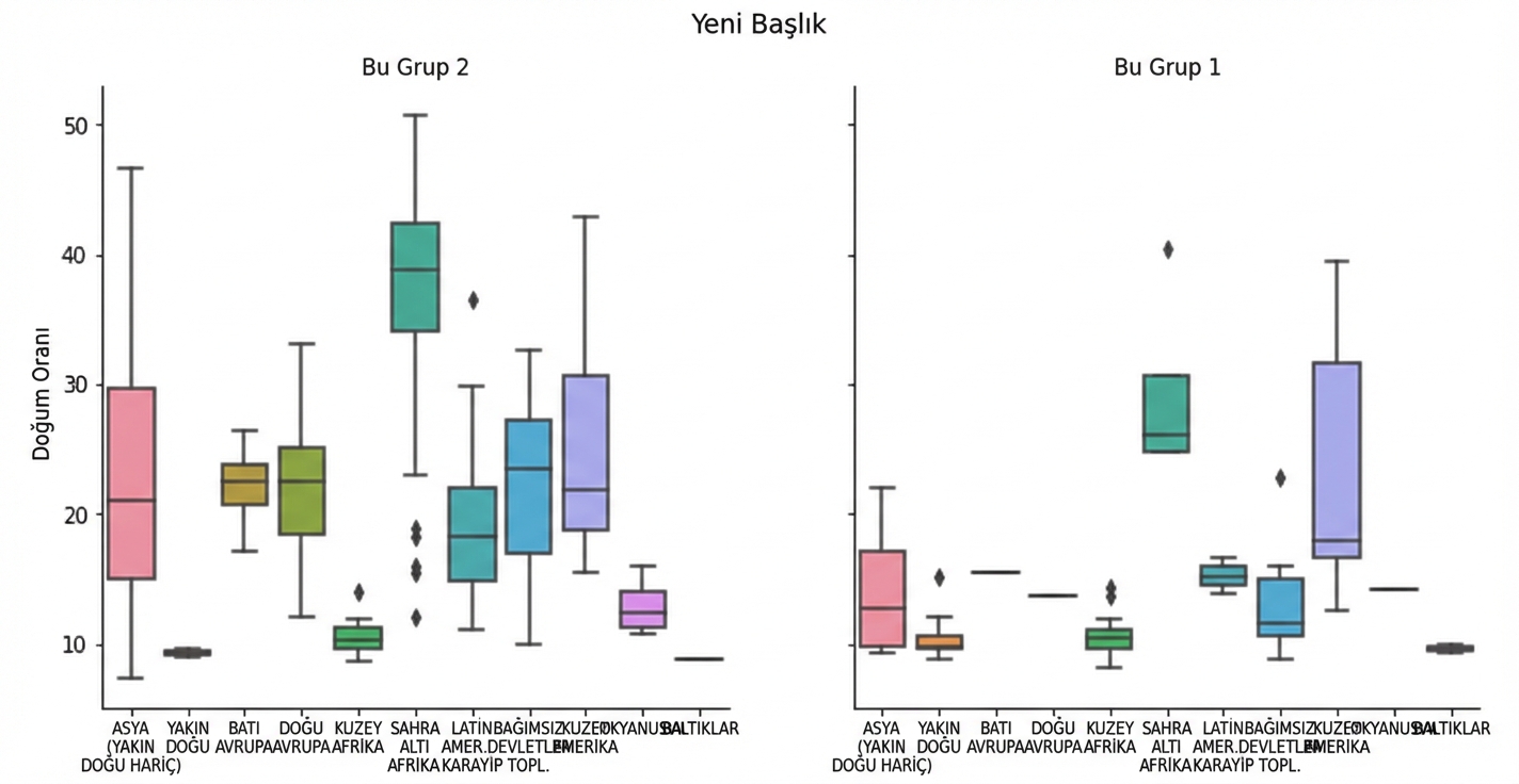 Alt gruplar ve alt grafik başlıklarıyla doğum oranı kutu grafikleri