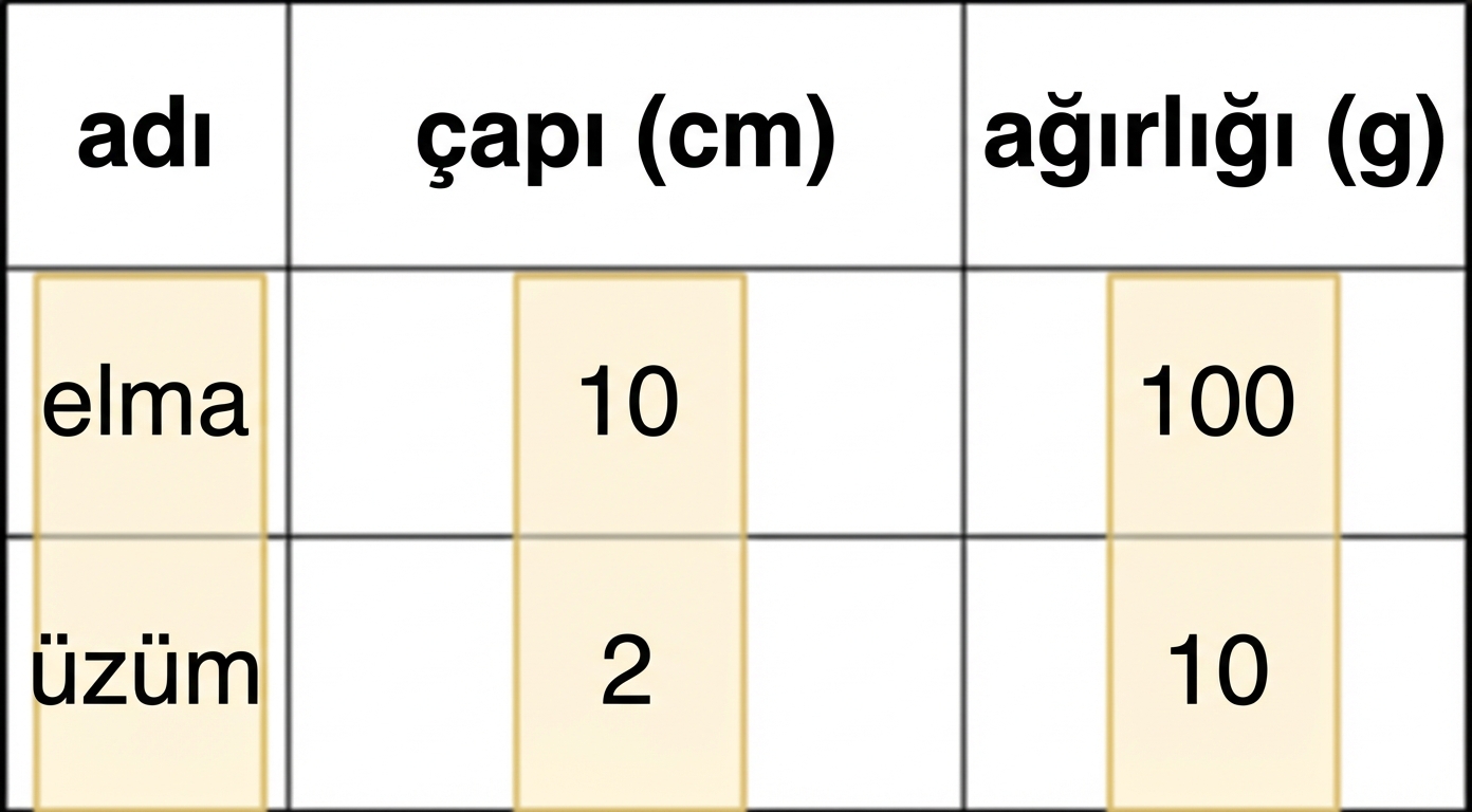 Sütun odaklı depolama örneği