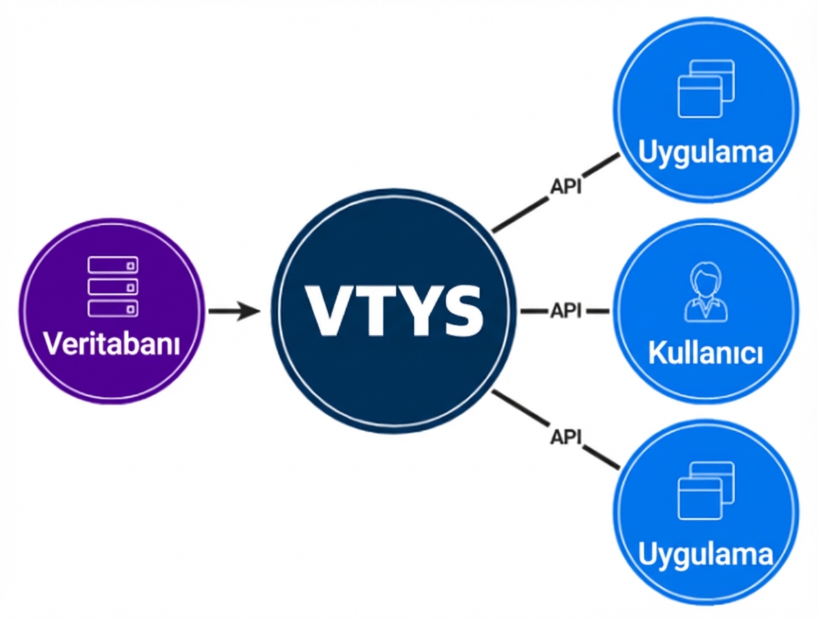 DBMS'in veritabanı ile son kullanıcılar arasındaki arayüzünü gösteren diyagram