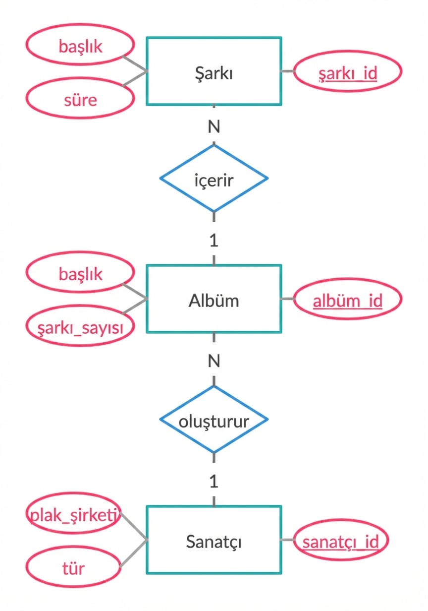 Şarkı örneğinin ER diyagramı