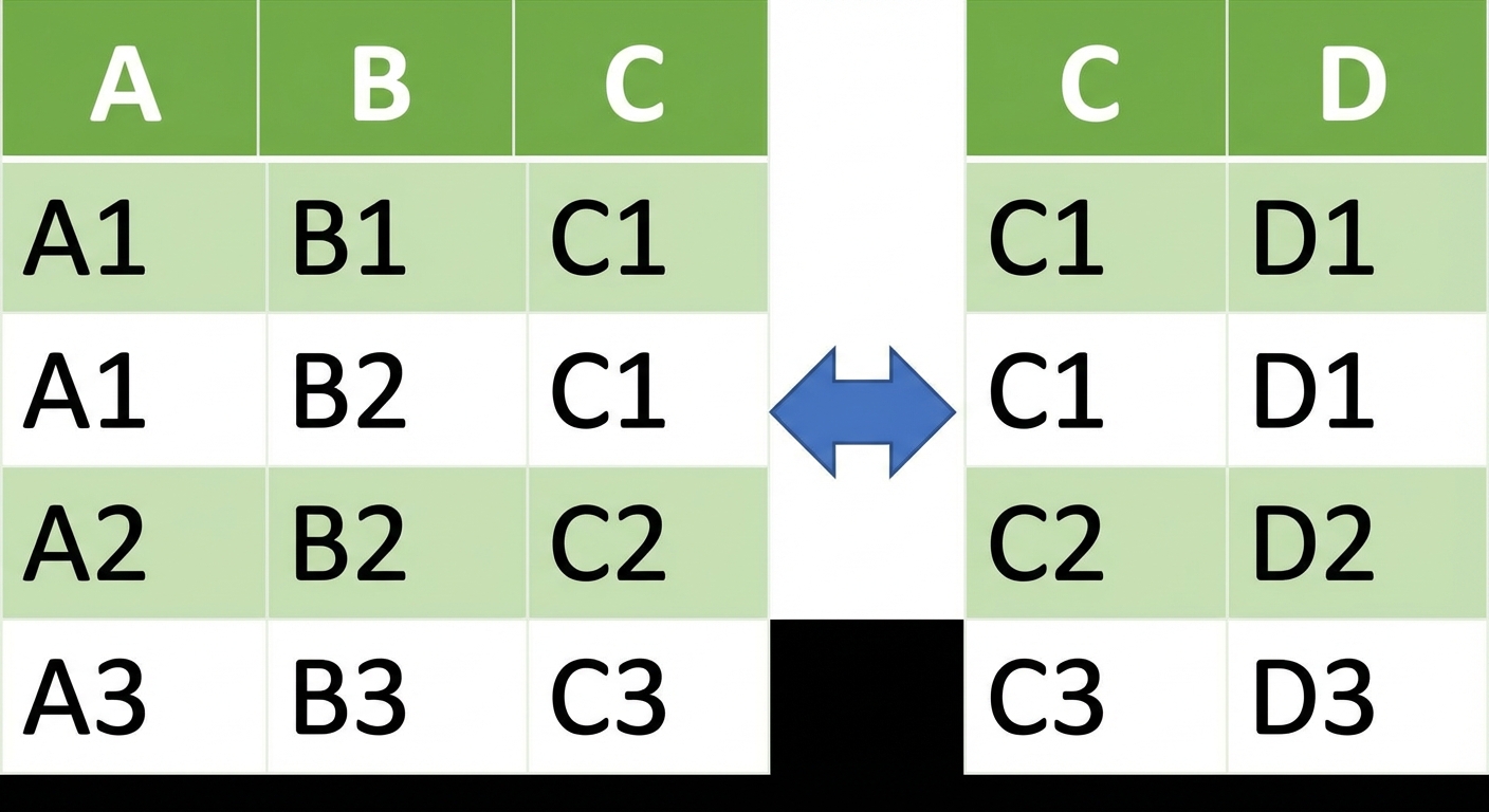 Yatay olarak birleştirilmiş iki DataFrame görüntüsü