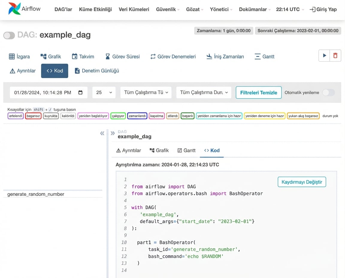 Airflow DAG kod görünümü
