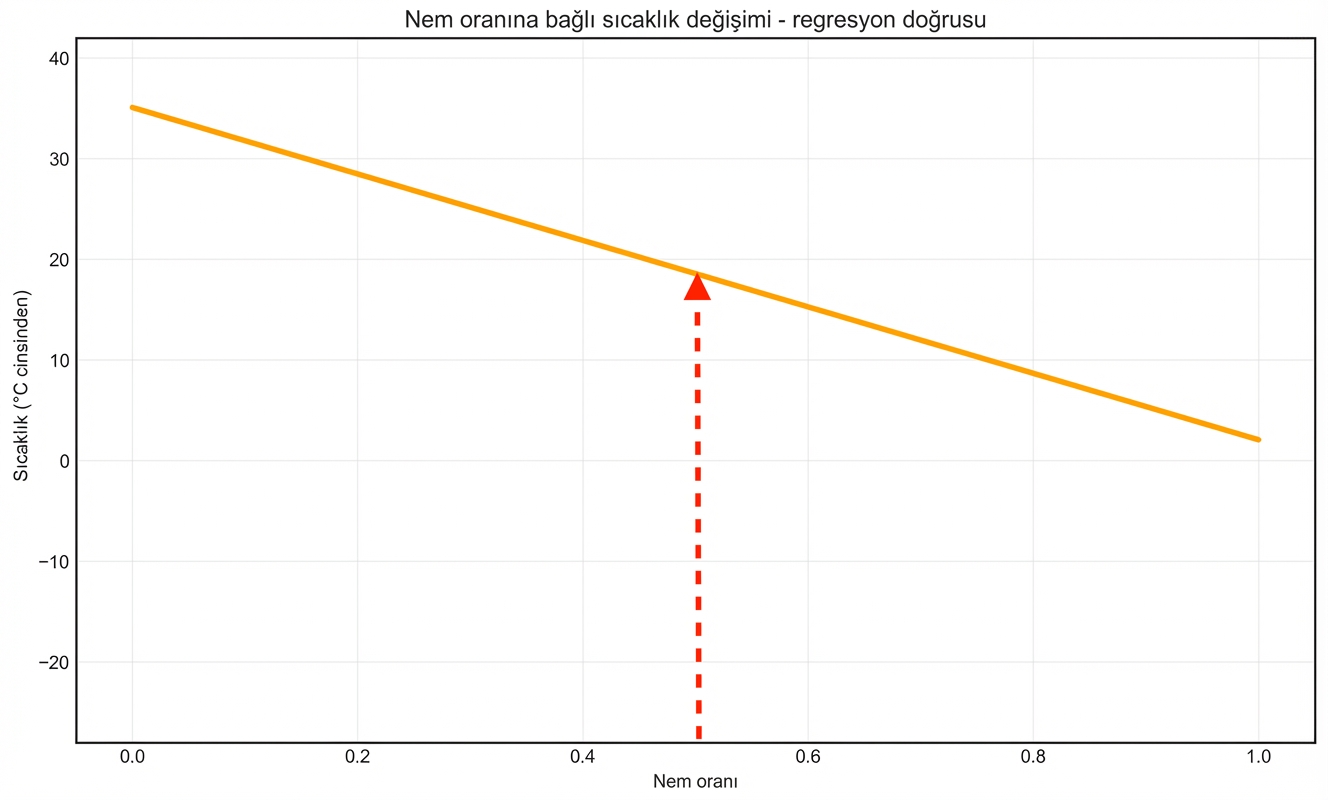 nem verildiğinde sıcaklığı çizgiyle bulma dikey ok