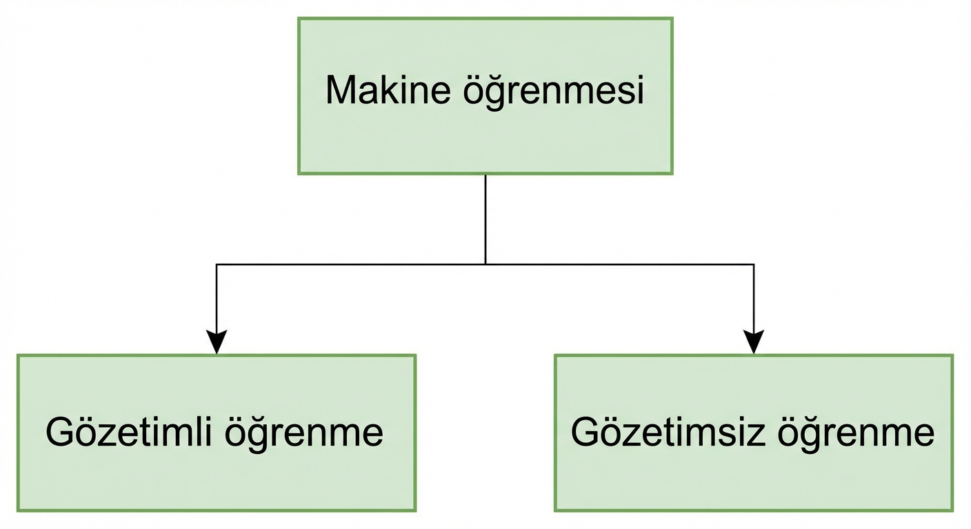 makine öğrenmesinin alt grupları: denetimli ve denetimsiz