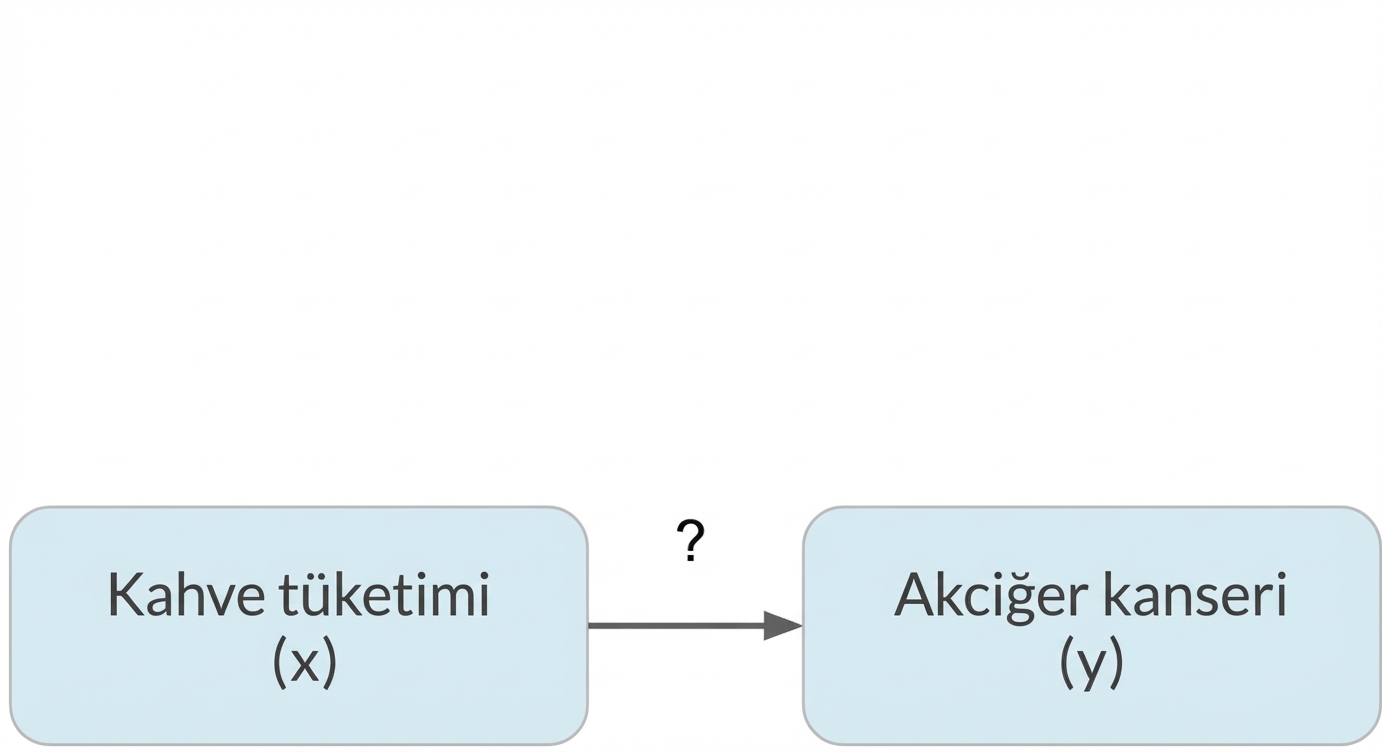 Kahve içme (x) akciğer kanserine (y) işaret ediyor