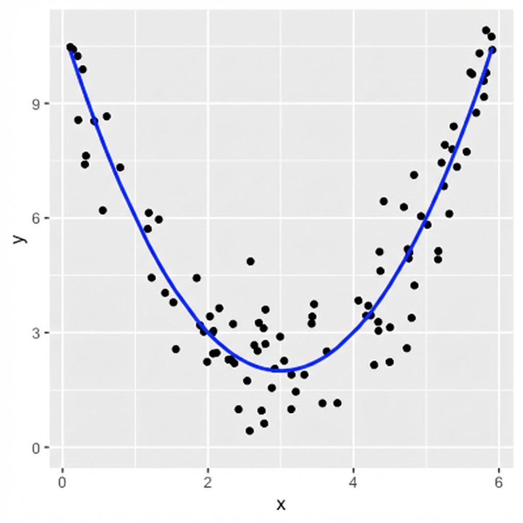 kuadratik ilişki ve kuadratik eğri içeren saçılım grafiği
