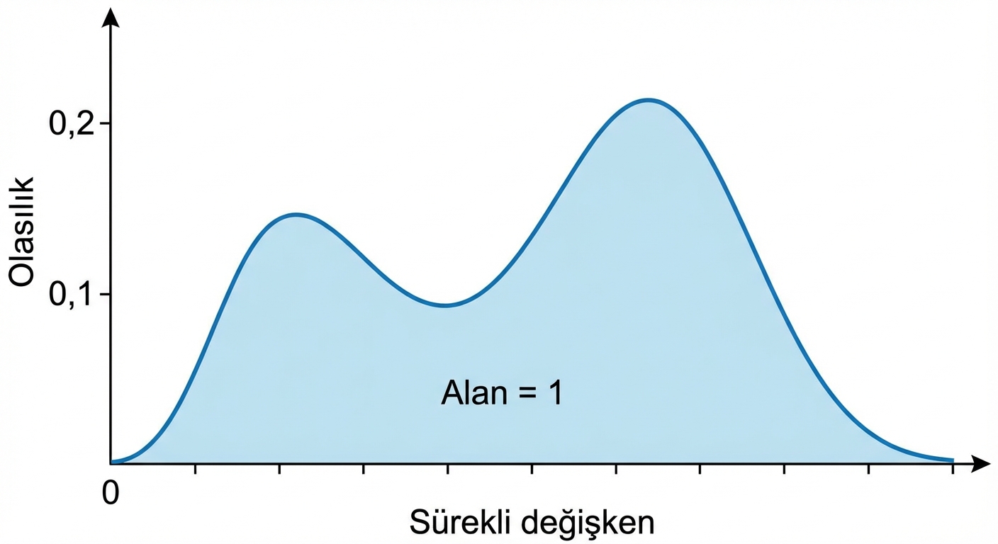 Eğri altındaki vurgulu alan: alan = 1