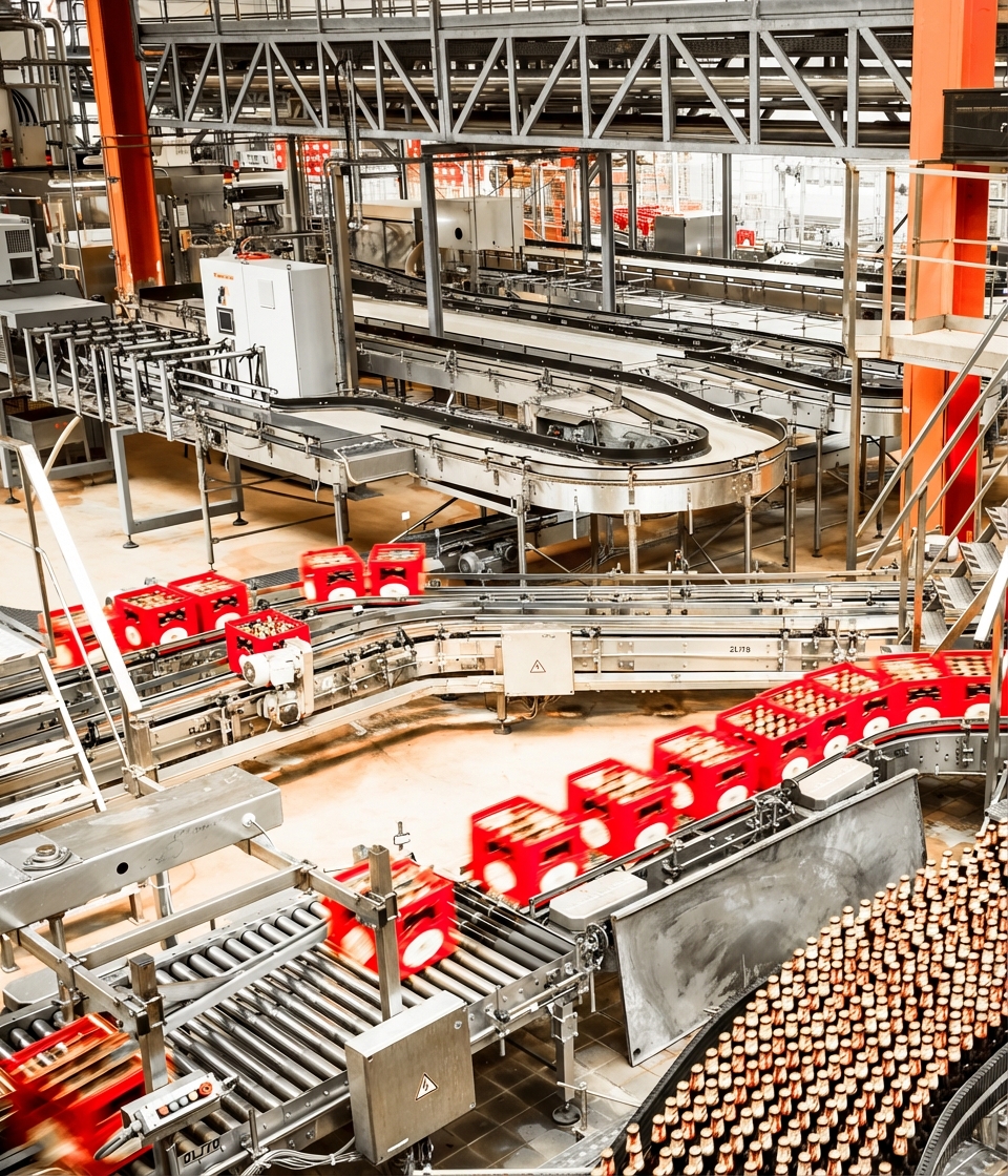 Bir şişe fabrikasında taşıma bandı fotoğrafı