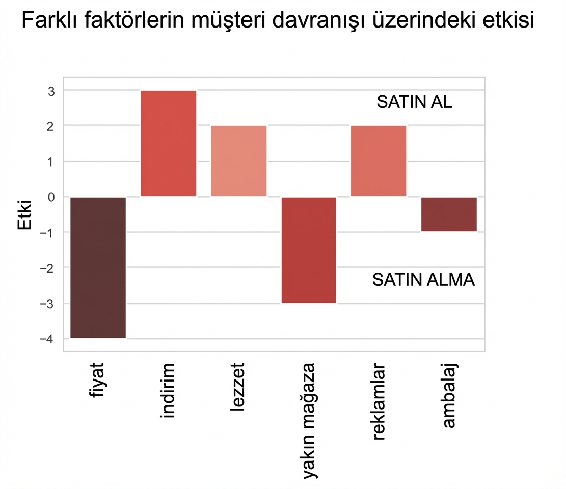 Bazı değişkenler için negatif ve pozitif önem düzeylerini gösteren çubuk grafikler
