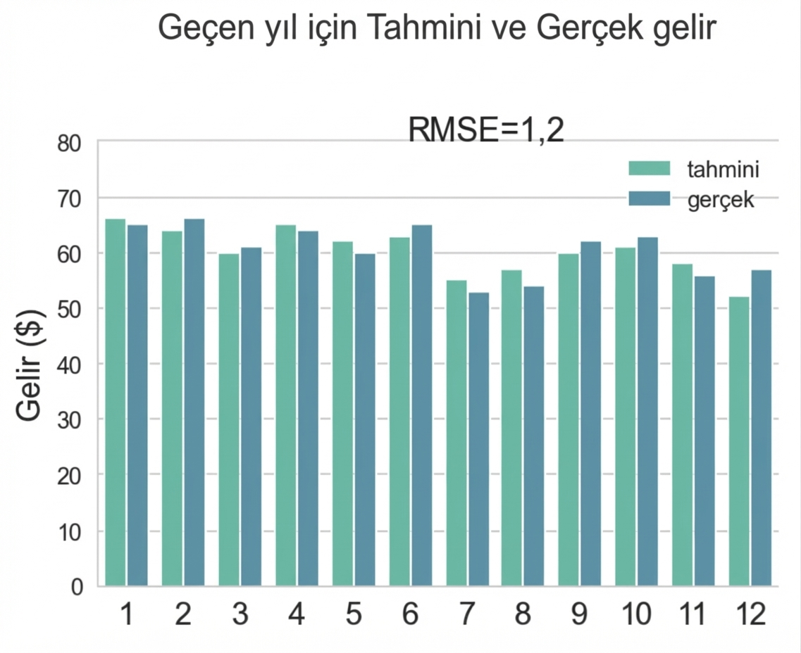 Tahmin ile gerçek değerleri karşılaştıran çubuk grafik