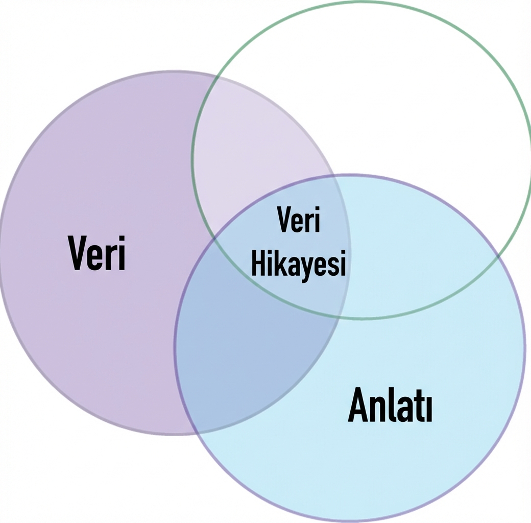 veri ve anlatı kelimeleri olan venn diyagramı