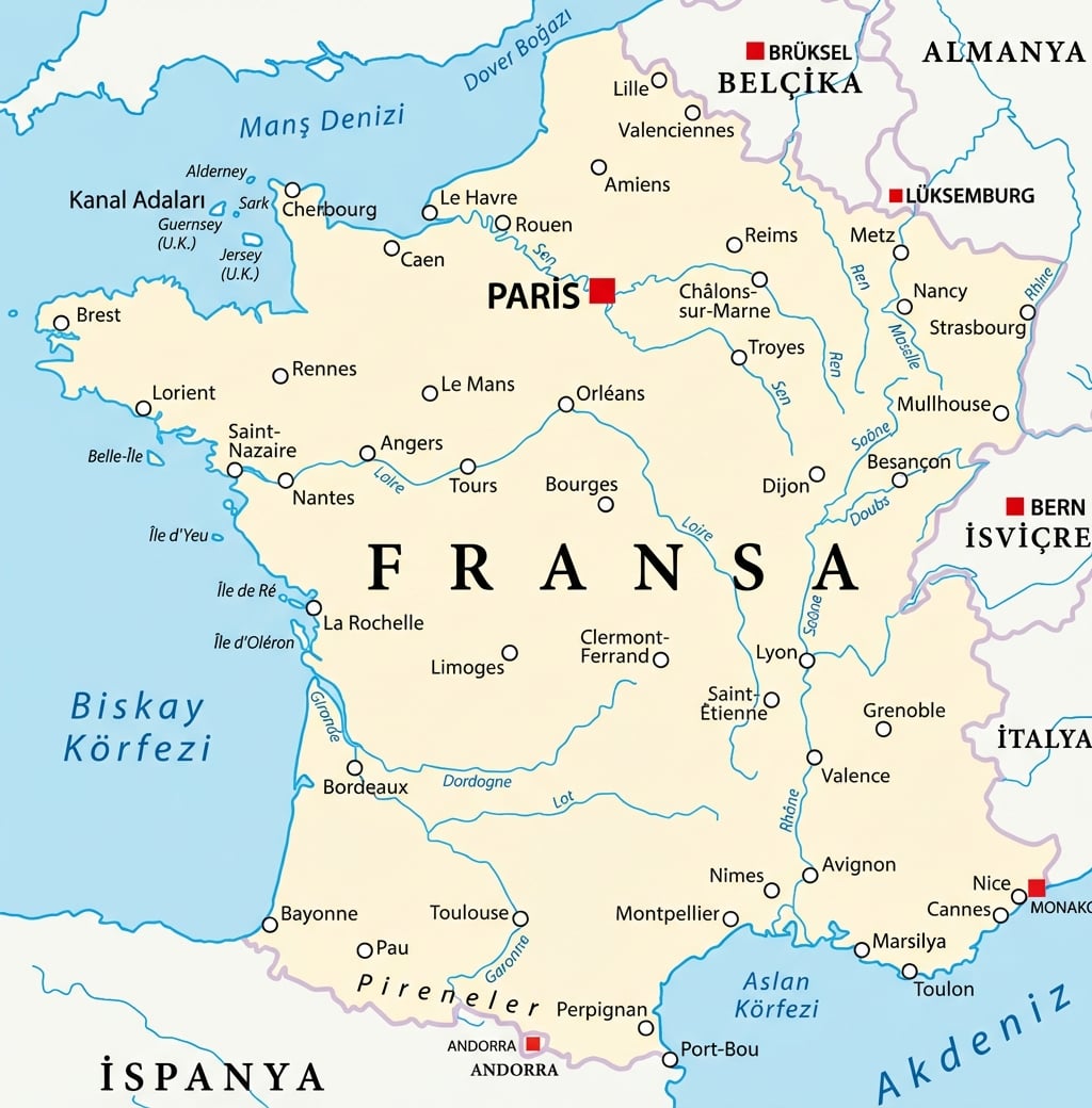 Fransa'nın bir haritası.