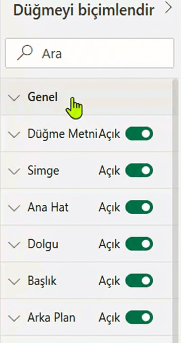 Düğmeler dört durumdan birinde olabilir
