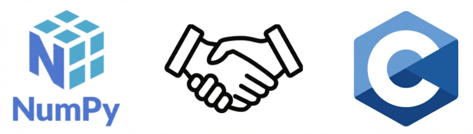 NumPy ve C logolarının el sıkıştığı görseli