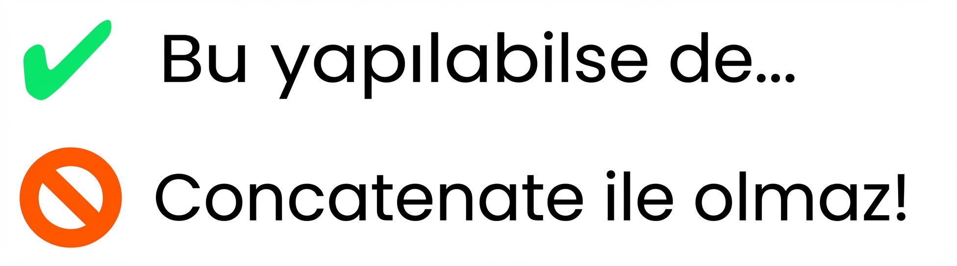 Bu işlemin np.concatenate() ile yapılamayacağını belirten görsel