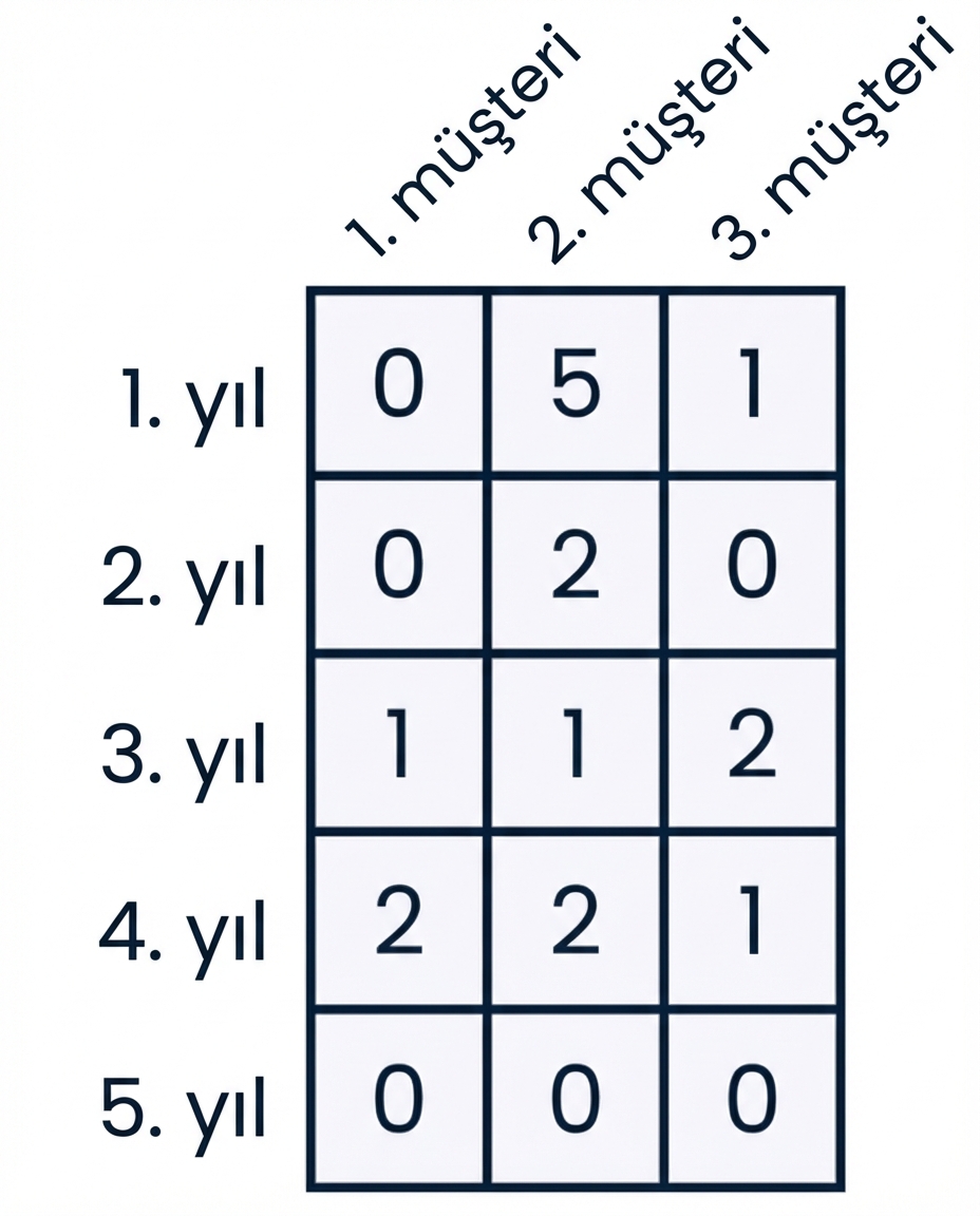 Yıllar satır, müşteriler sütun olarak etiketlenmiş security_breaches dizisinin görseli