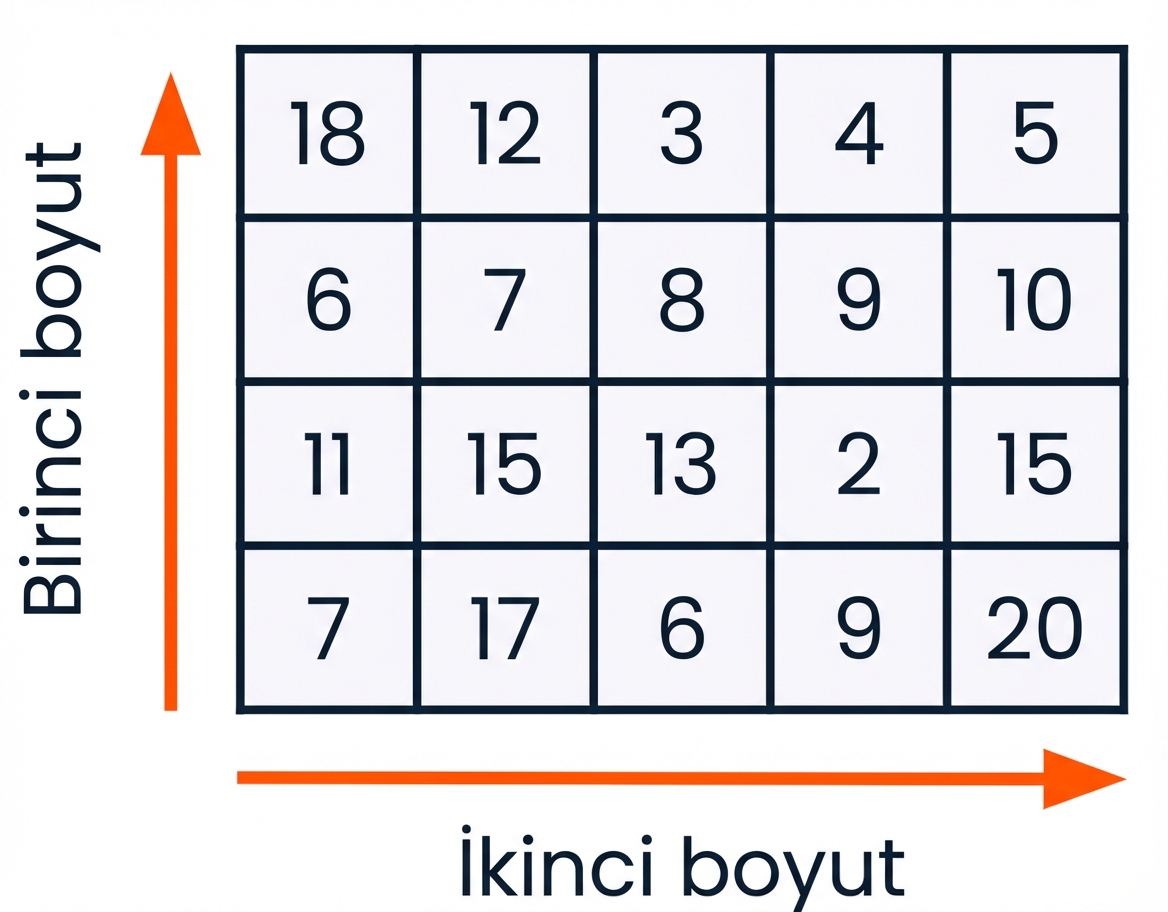 Satır ve sütun etiketli 2B dizi