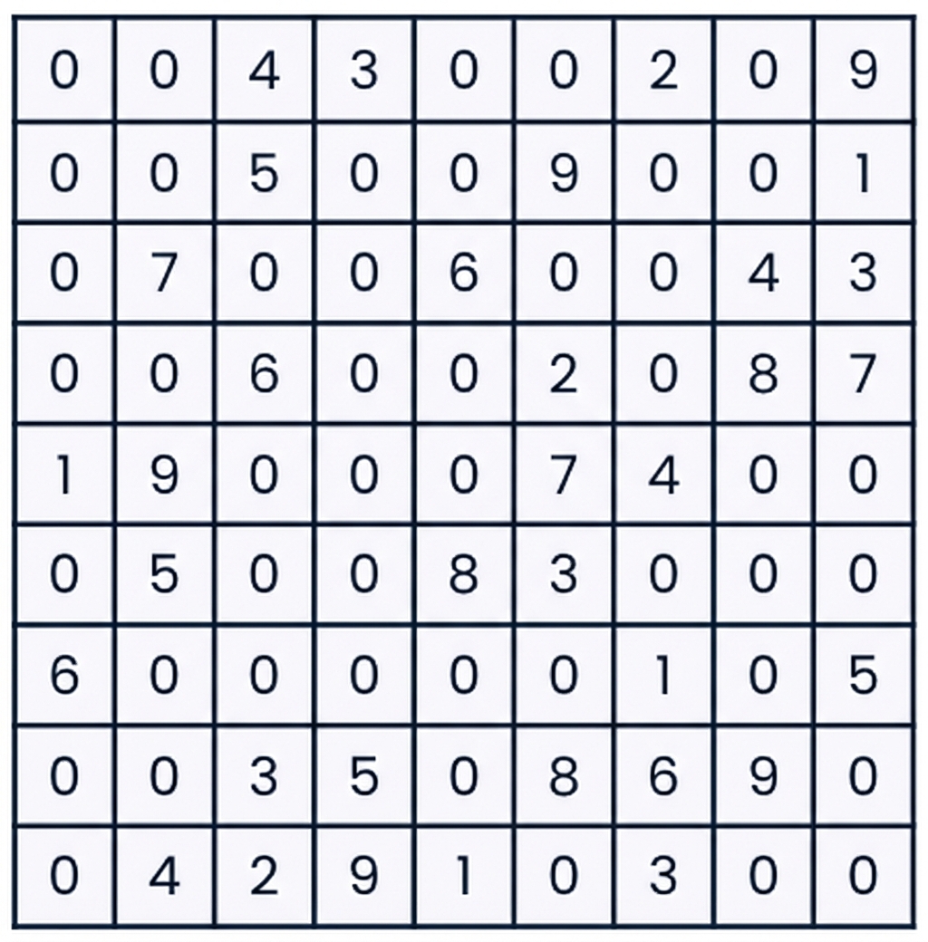 Sıralanmamış bir sudoku oyunu