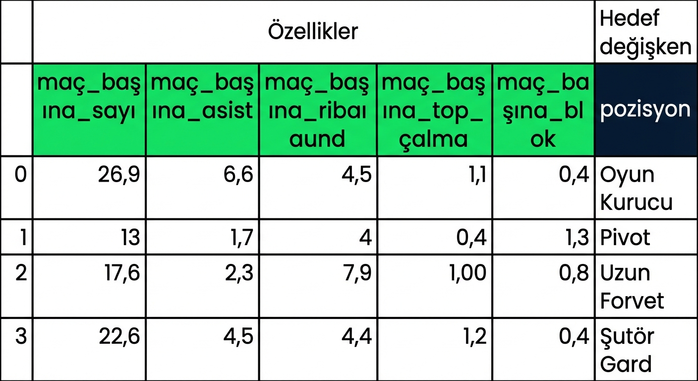 özellikler ve hedef değişkenler