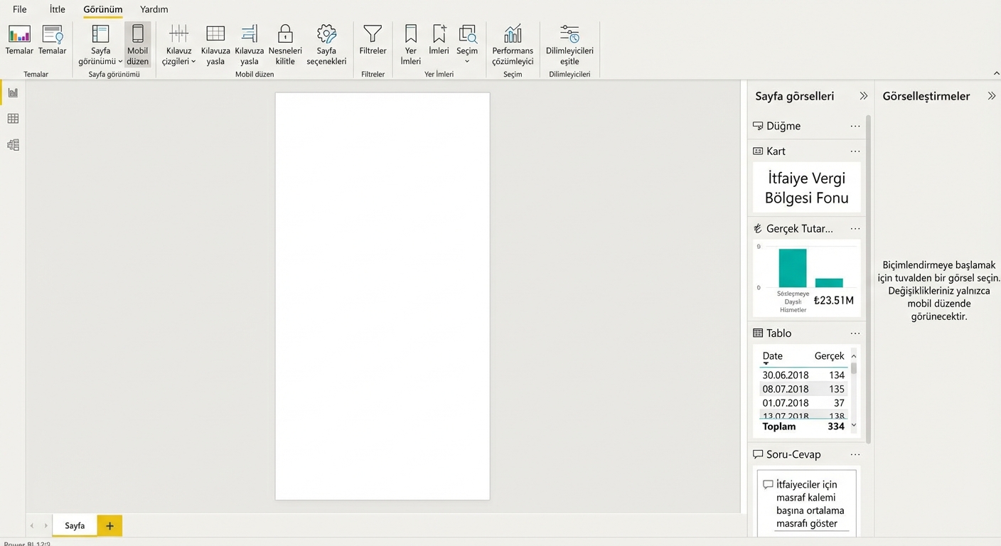 Power BI Desktop’ta mobil yerleşim