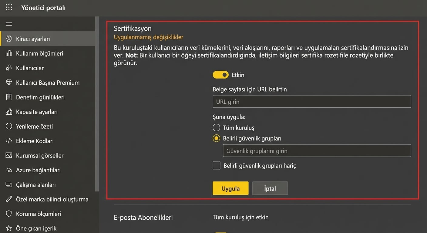 Sertifikasyon ayarları