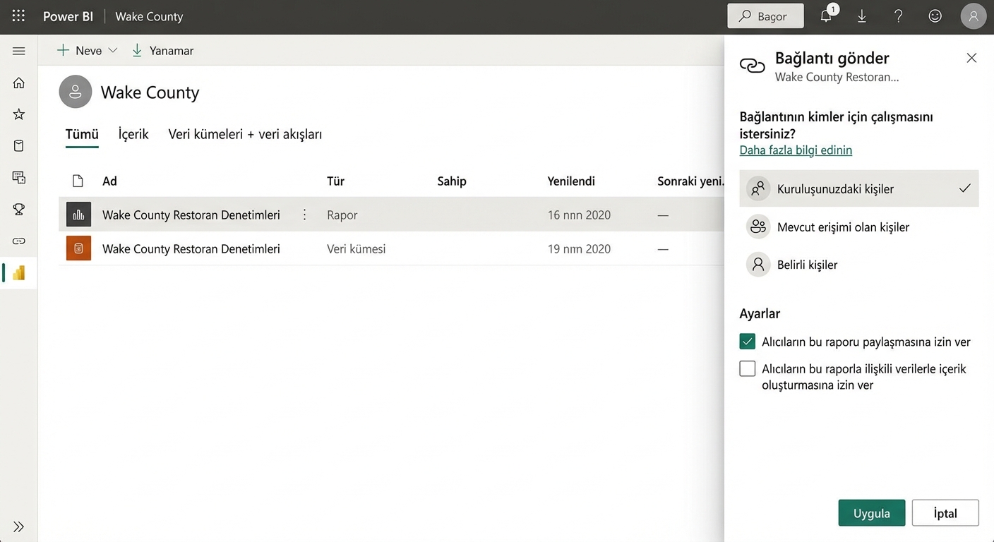 Bir bağlantı paylaşarak bir kullanıcıya hak verin.