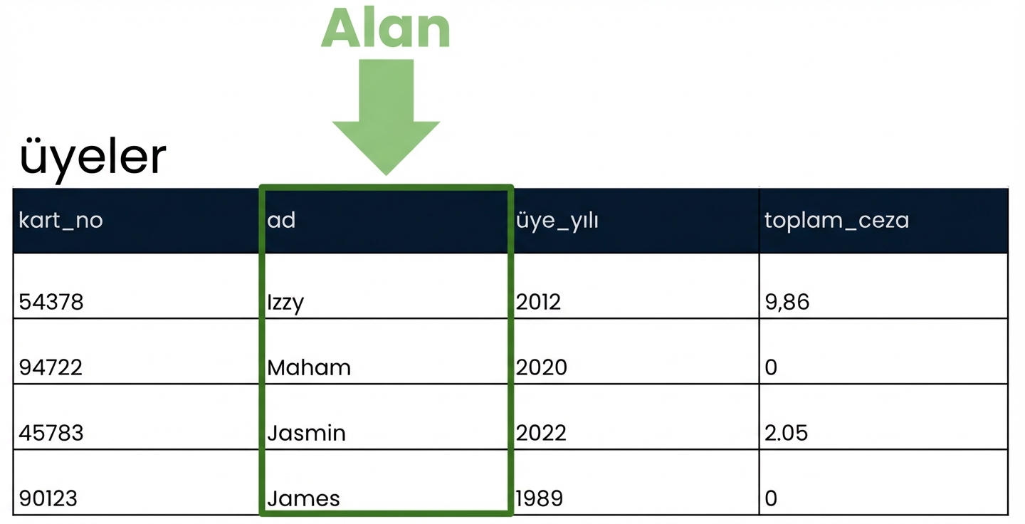 tek bir alanı vurgulayan patrons tablosu