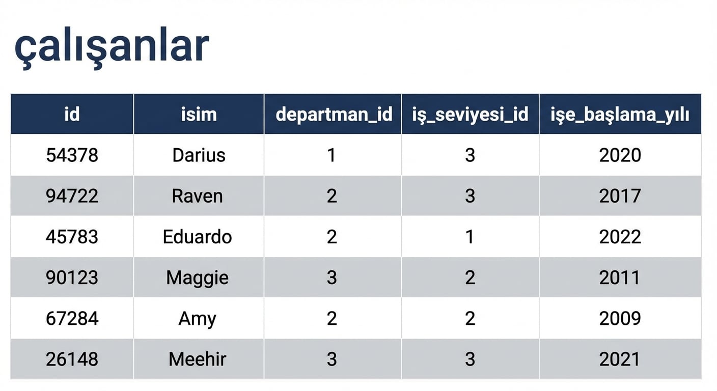 employees tablosu