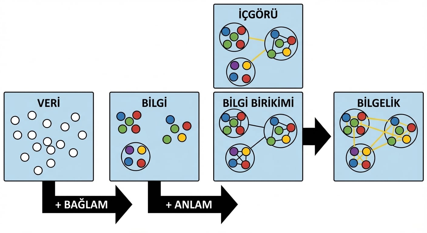 DIKW süreci̇ni̇n içgörü adımı eklenmi̇ş akış şeması