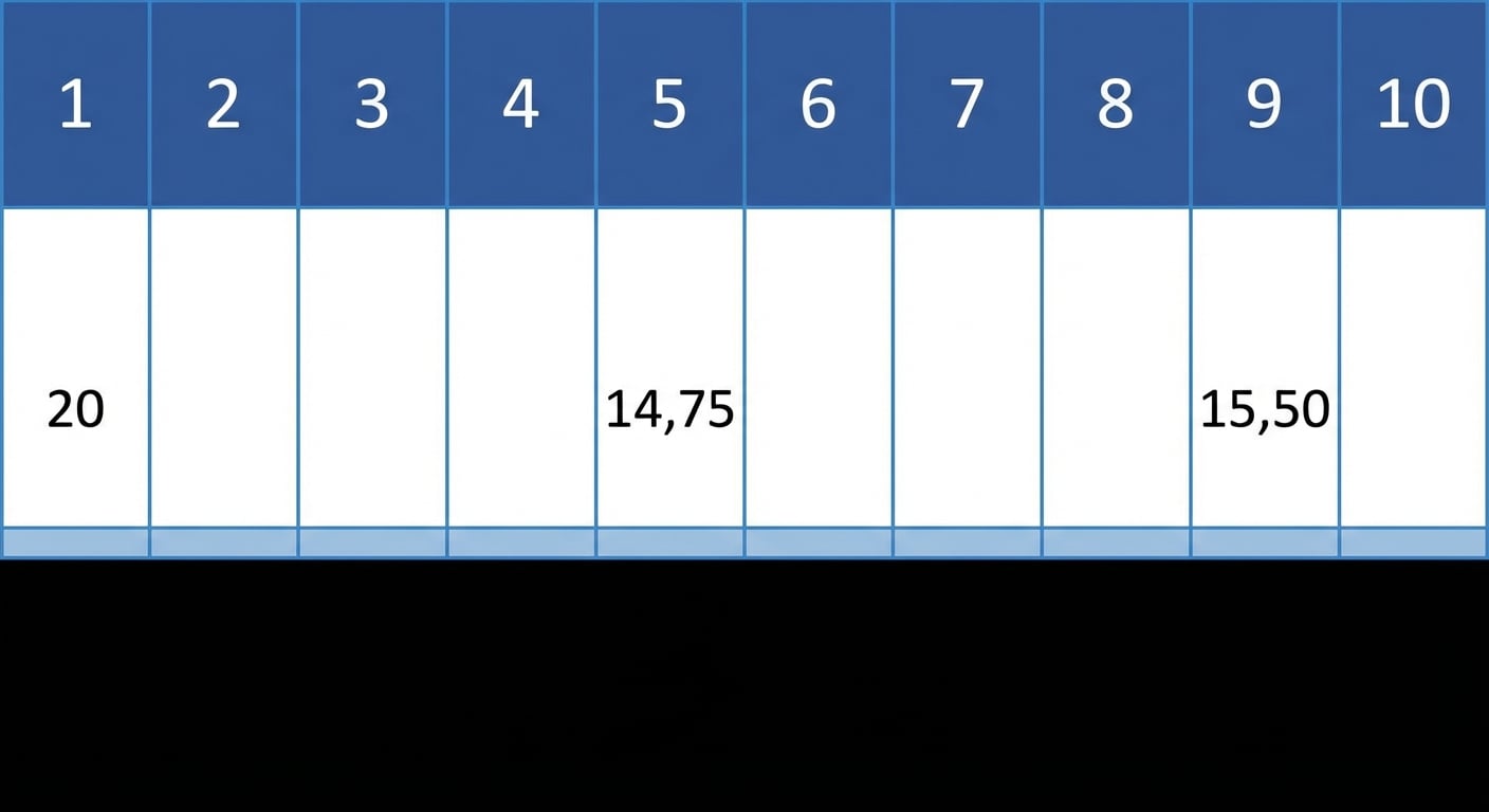 Bazı değerler içeren bir karma tablosunun şematik gösterimi.