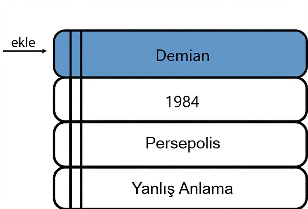 Üste yeni bir kitap eklenmiş kitap yığını.