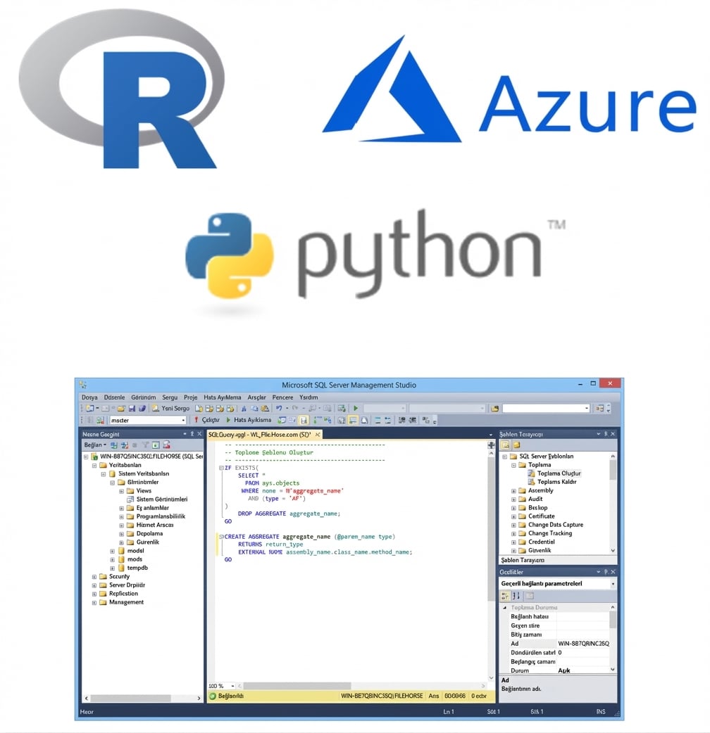R, Azure ve Python logolarının görseli