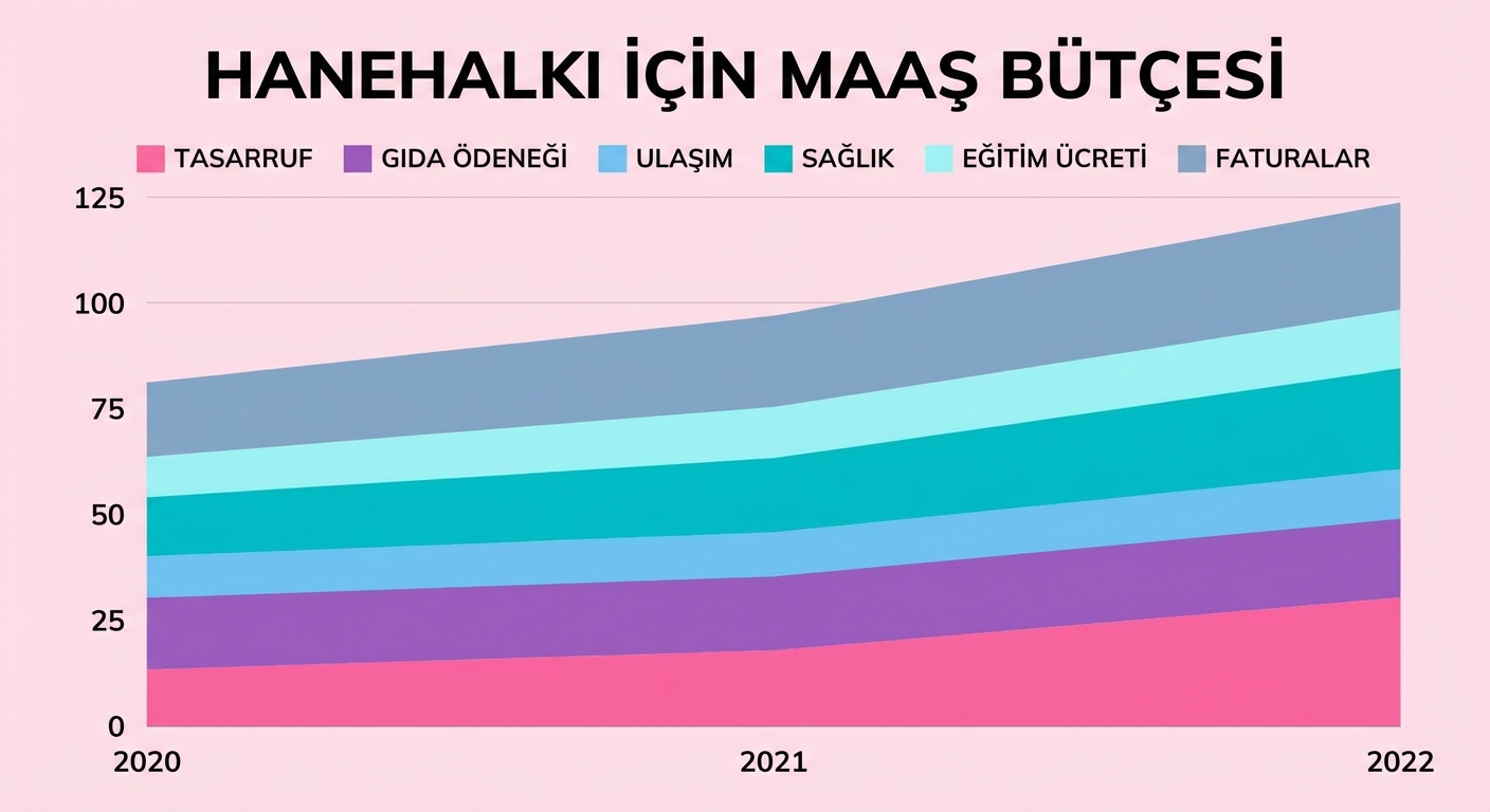 grafik, farklı kategorileri farklı renklerle ve yatay eksene kadar boyalı alanlarla gösterir