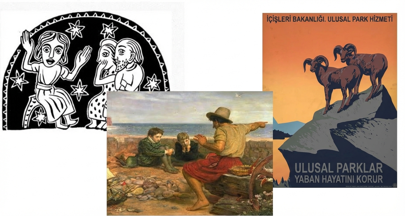 Hikâye kitaplarından kolaj fotoğraflar