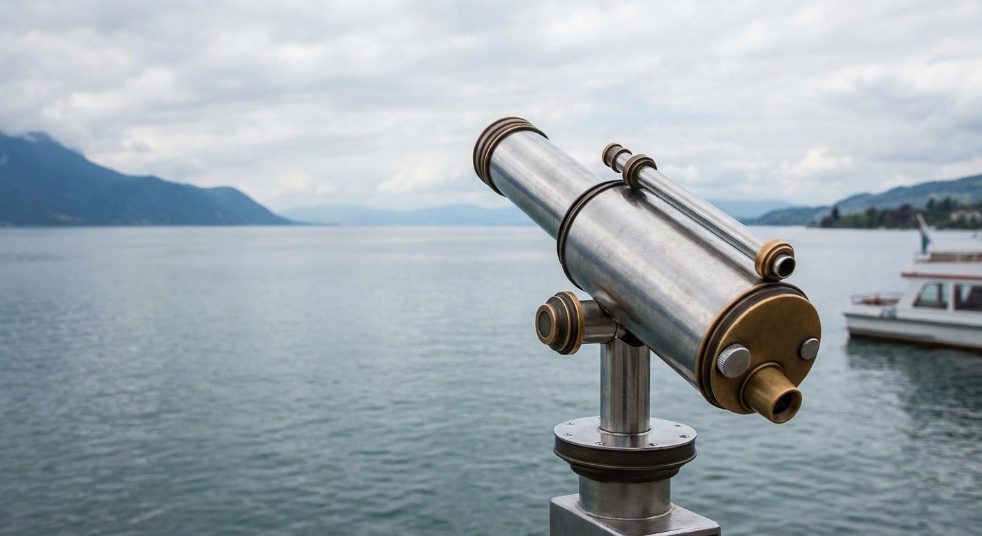 bir teleskop bir göle bakıyor