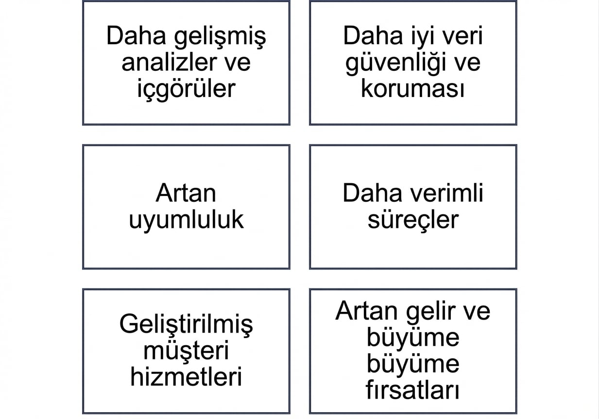 Veri yönetimi olgunluğunun faydalarını gösteren grafik
