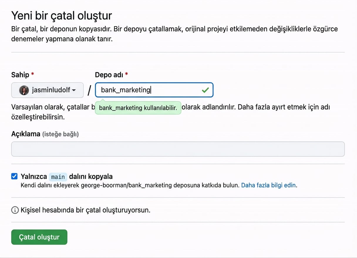 Forklanan deponun adının bank marketing’den bank marketing jasmin’e değiştirildiğini gösteren animasyon.