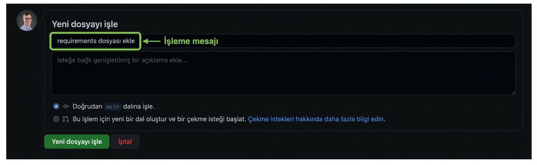 "Add requirements file" commit mesajı