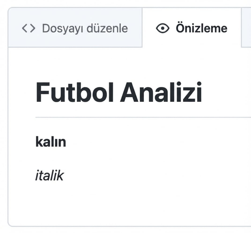 Kalın ve italik metin içeren bir markdown dosyası önizleme görünümü