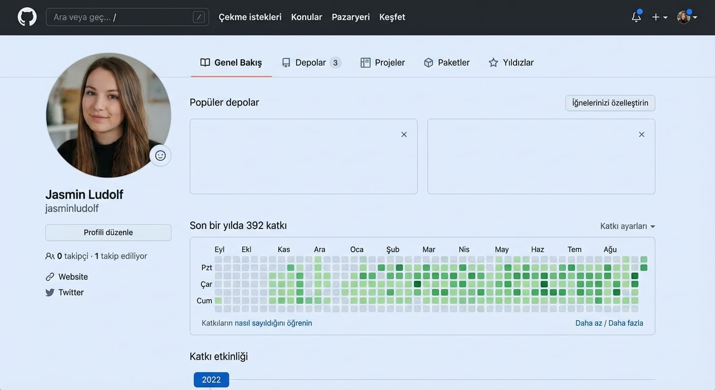 Bir GitHub profilinin ekran görüntüsü