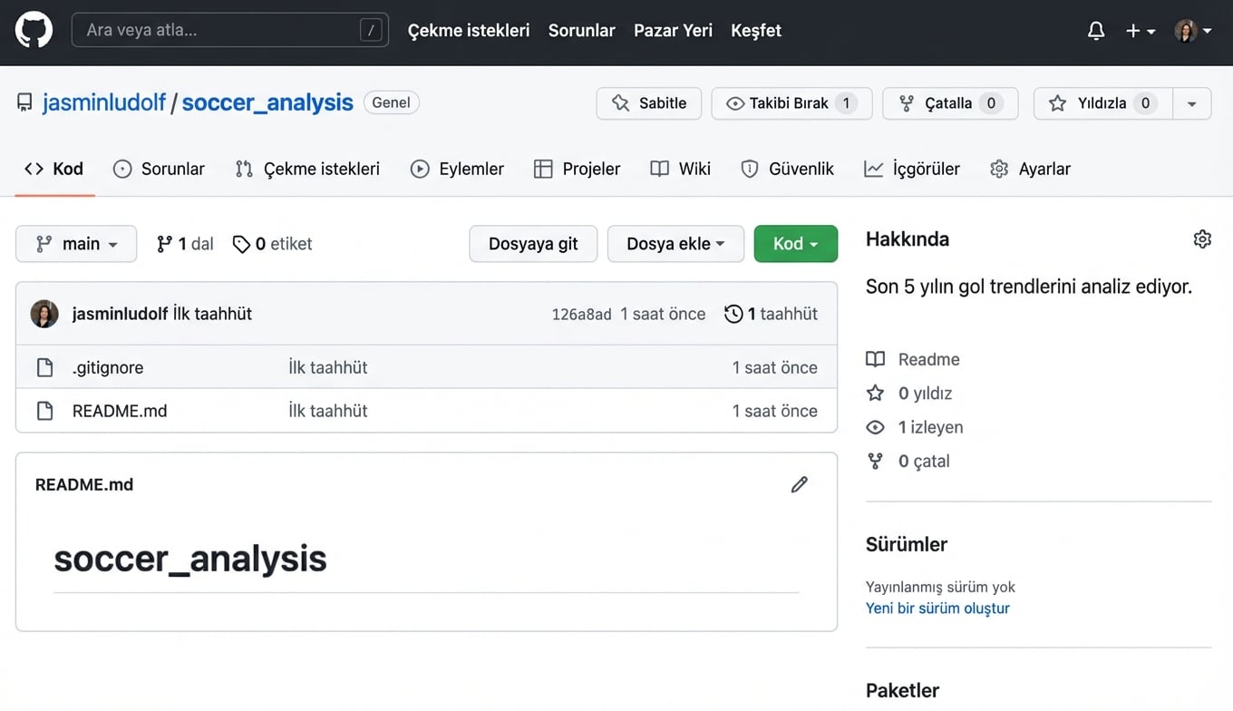 Futbol analizi deposu görünümü