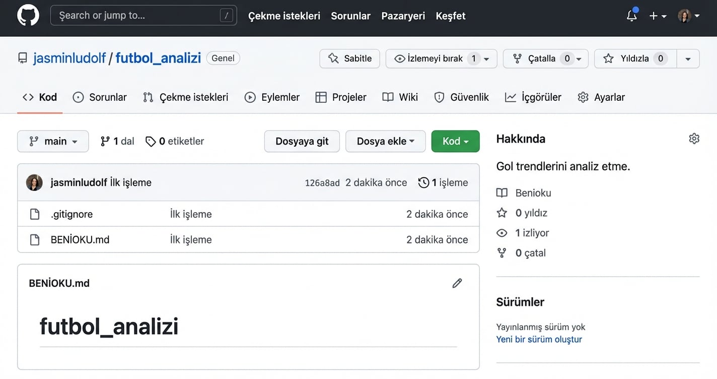 Futbol analizi deposu görünümü