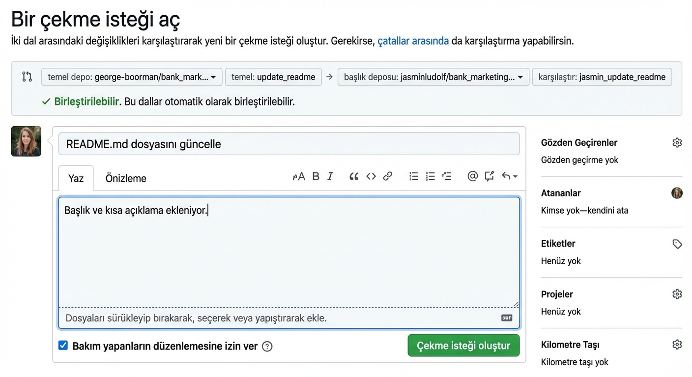 Çekme isteğine ayrıntı ekleme görünümü