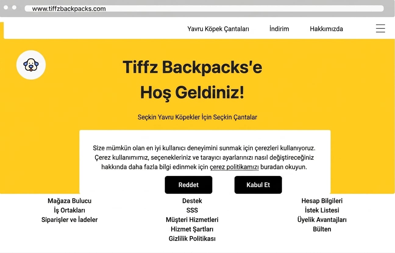 Tiffz backpacks landing page