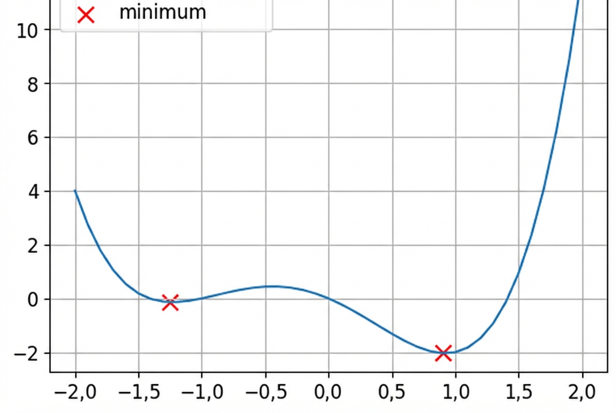 konveks olmayan bir fonksiyona örnek