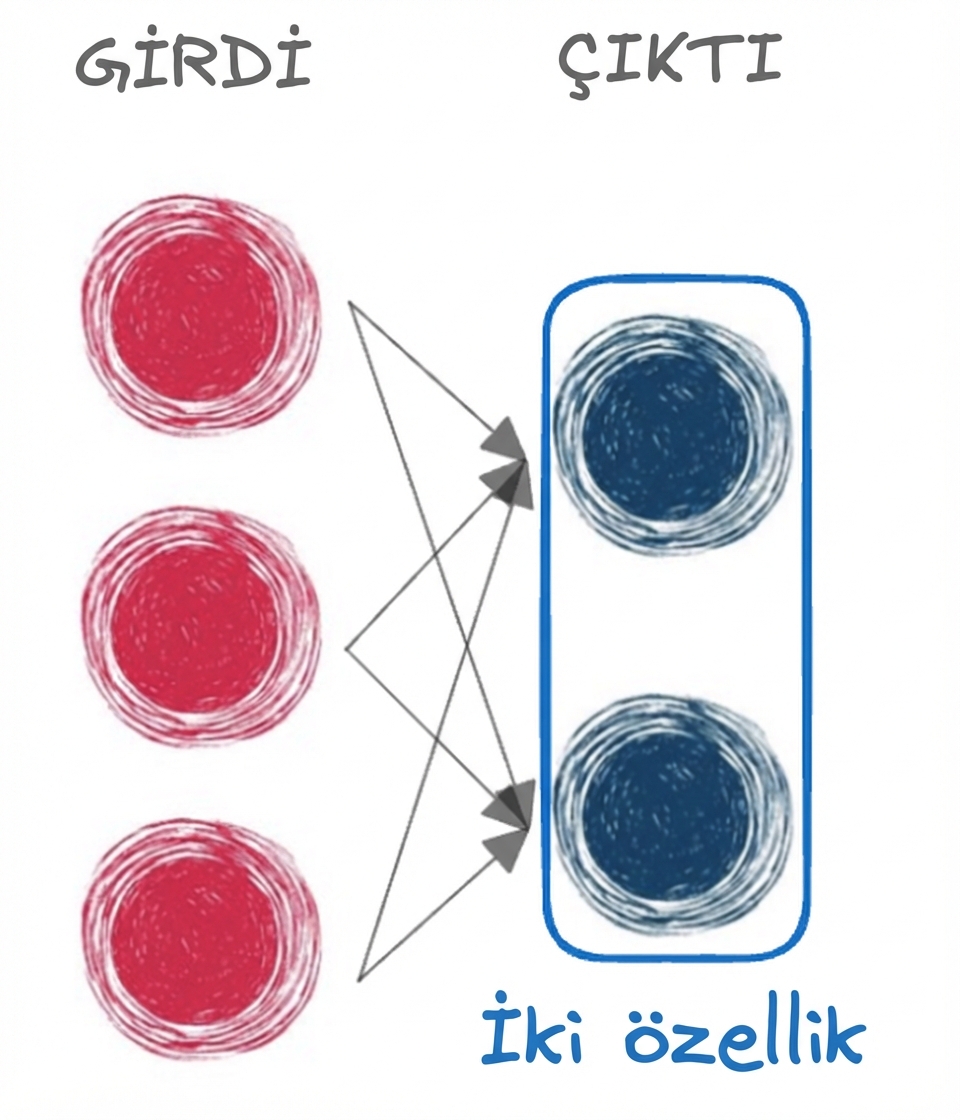 Yalnızca girdi ve çıktısı olan basit bir sinir ağını gösteren diyagram