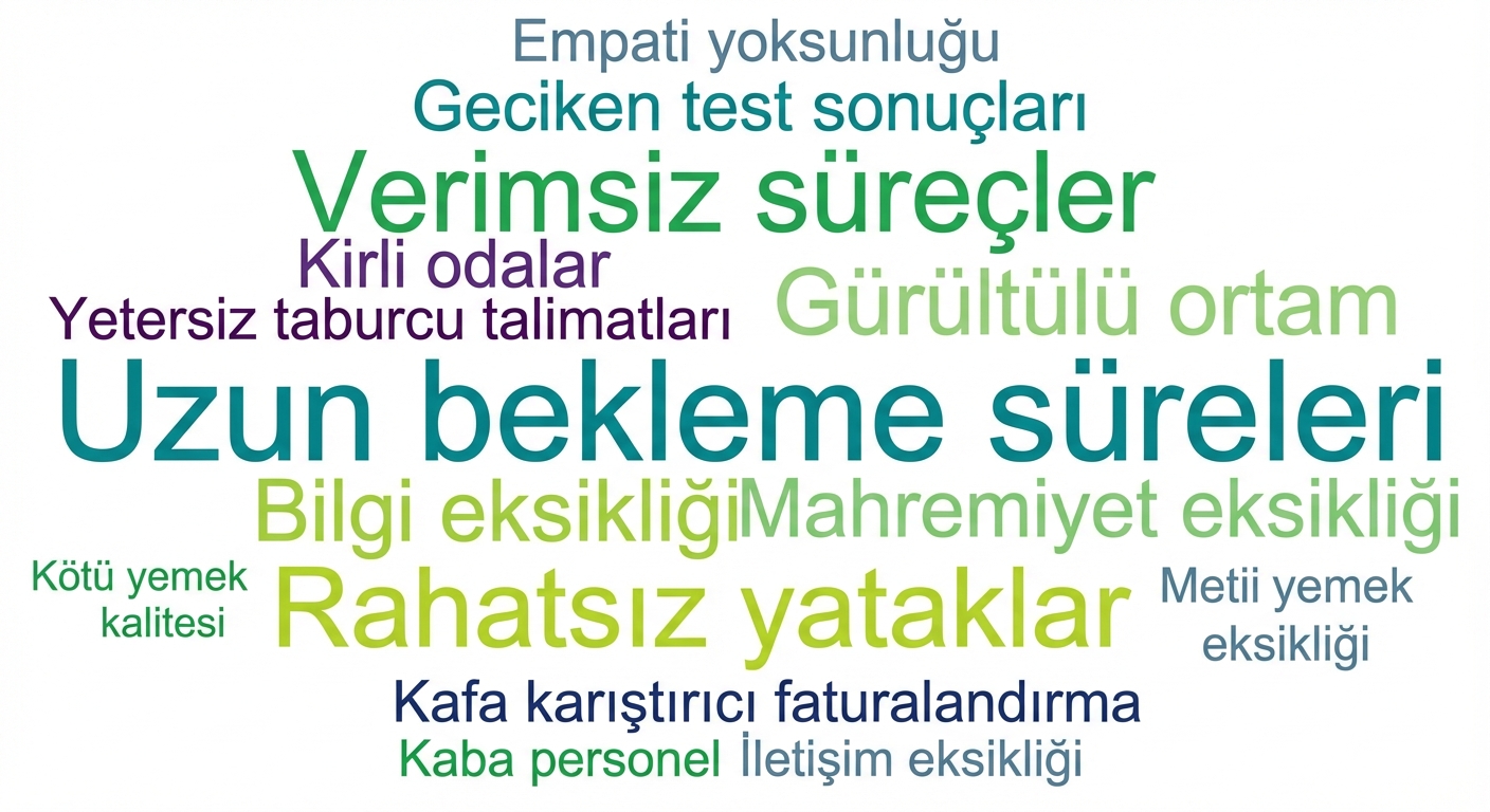 Hasta şikayetleriyle kelime bulutu