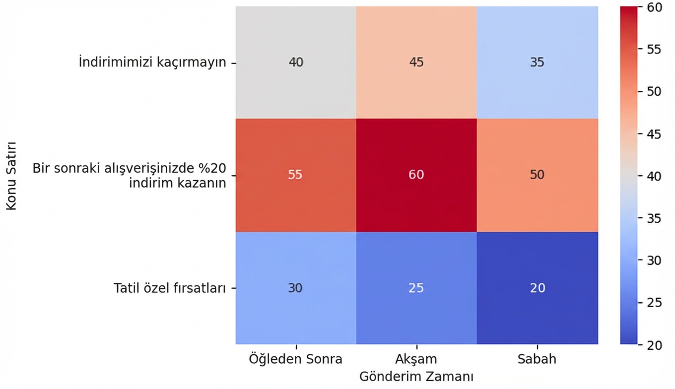 Açılma oranlarını karşılaştıran ısı haritası