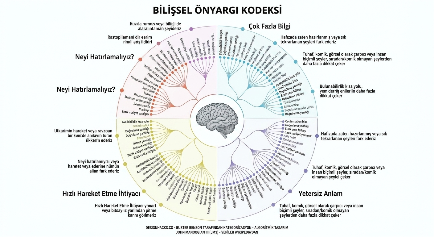 Çeşitli bilişsel önyargıların gösterimi