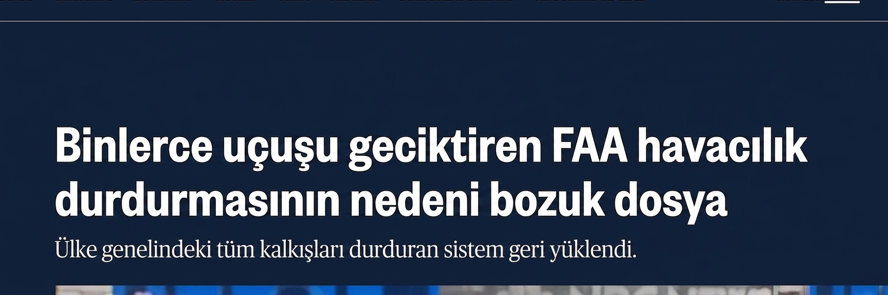 ABD uçuşuna izin verilmemesiyle ilgili NBC haberinin ekran görüntüsü